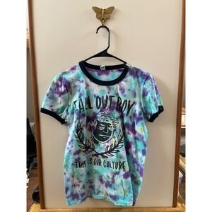 Fall Out Boy Tie Dye Ringer T-Shirt Teal Purple This Is Our Culture Band Tee S